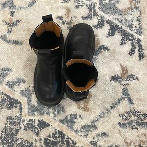 black leather boots, size 6.5